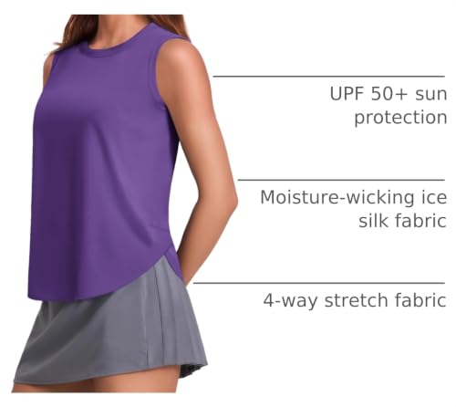 Image of PINSPARK Workout Tank Tops Woman Ice Silk UPF 50+ Athletic Yoga Shirts