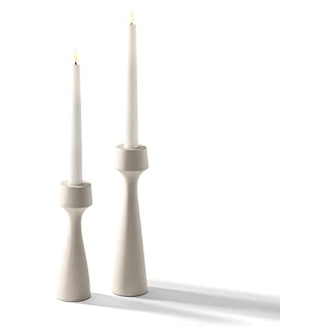 LampLust Tall Modern Candle Holders for Taper Candlesticks - Set of 2, Chic Matte Finish, 7 and 9 Inch Tall, Neutral Cream & Mocha Brown, Boho Candle Holders for Spring Home Decor Cover
