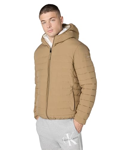 Image of Calvin Klein mens Lightweight Packable Down Jacket With Sherpa Lining
