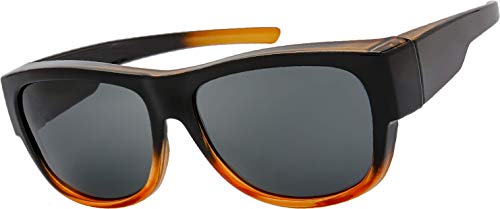 Image of The Fresh High Definition Polarized Wrap Around Shield Sunglasses for Glasses - Leather Eyeglasses Case