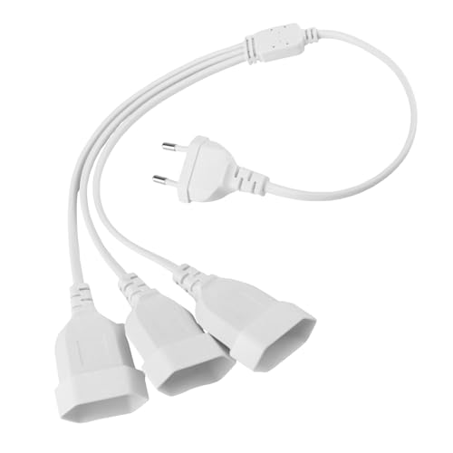 Rallonge Fiche Plate 50CM Multiprise Plate 250 V/2.5 A Max 3 en 1 Prise Plate Derriere Meuble pour Lampe de Projecteur de Moniteur D'ordinateur TV PC (Blanc)