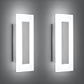 LMQNINE Modern LED Acrylic Wall Sconce Warm White Light Chrome 6000K for Bedroom Corridor Stairs Bathroom Indoor Lighting Fixture Lamps Home Room Decor (2-Pack)…