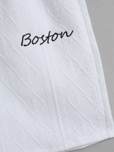 Image of Geometric Jacquard Textured Letter Embroidered Short Sleeves T-shirt Or Drawstring Shorts -Co-ord Available(Shorts White /M)