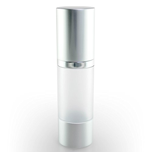 Cosmetic Packaging Now! Luxe Airless Bottle, 30 ML, Clear Bottle w/Matte Silver