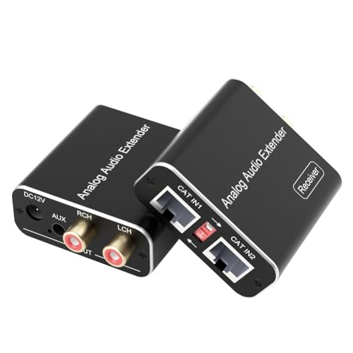 Extensor de audio analógico de 3,5 mm de largo alcance con cable Cat dual