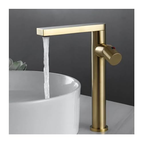 Robinet de lavabo pivotant doré grand mitigeur pour vasque de salle de bains