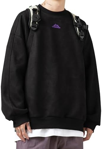 （02:30時点） [Fasshonrida] トレーナー メンズ スエード 長袖tシャツ 秋服 スウェット プルオーバー 速乾 ストレッチ トップス 人気 とれーなー オシャレ ワンポイント 刺繍ロゴ フードなし パーカー かっこいい スエット ゆったり sweatshirt カジュアル 服 秋 冬 春 black 2XL