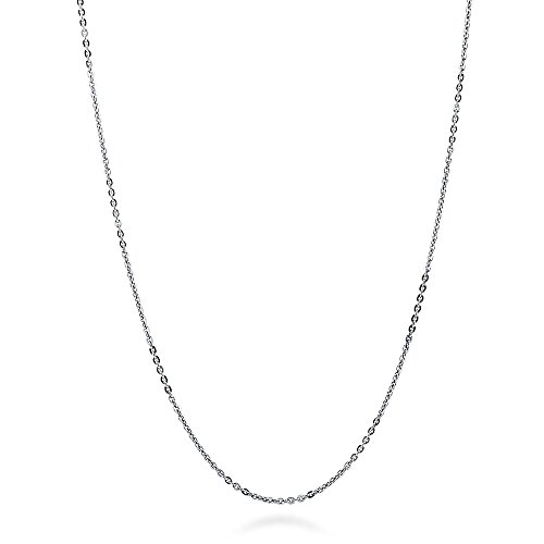 BERRICLE Italian Rhodium Plated Sterling Silver Rolo Fashion Chain Necklace 1mm 22 inch