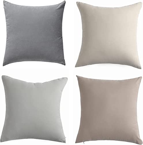 WEMEON Neutral Throw Pillow Covers 18x18 Inch Set of 4,Modern Solid Color Square Decorative Pillow Cover,Farmhouse Home Decor for Bedroom Car Living Room Sofa Cushions(Pillow Inserts Not Included)