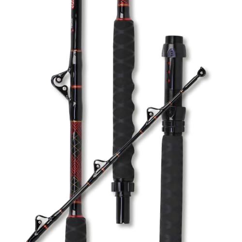 Fiblink Bent Butt Trolling Rod 2-Piece Saltwater Offshore Fishing Rod Big Game Roller Rod Conventional Boat Pole (6'6" / 80-120lb / Straight)