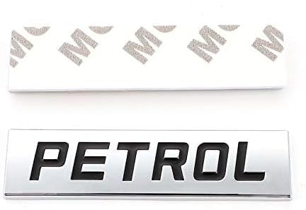 Image of AutoBizarre 3D Raised Petrol Metal Monogram Emblem Badge Sticker for All Cars & Bikes (Silver Black)