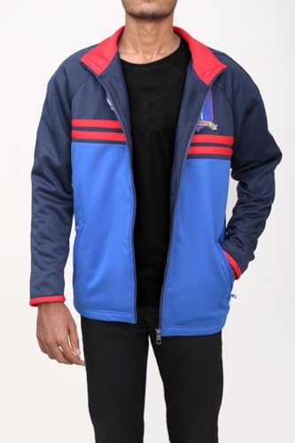 Mens Track Lightweight Football Coach Track Blue Polyester Jacket4