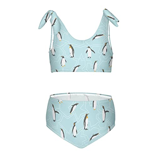 Image of Horse Pattern On Blue Girls Bikini Sets 2 Piece Swimsuits Bathing Suit Swimwear