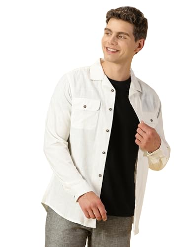 Image of Thomas Scott Men's | Solid | Full Sleeve | Regular Fit | 100% Cotton | Double Flap Pocket | Spread Collar | Casual Shirt