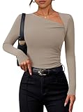 Size Guide: S=US 4-6, M=US 8-10, L=US 12-14, XL=US 16-18. Please refer to the size chart before ordering. This women's long sleeve shirt features soft, stretchy fabric with a thin fleece lining for added warmth and a comfortable feel. Features: Asymm...