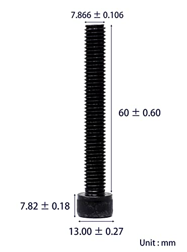 Image of iexcell 10 Pcs M8 x 60mm Thread Pitch 1.25 mm Alloy Steel 12.9 Grade Hex Socket Head Cap Screws Bolts Kit, Black Oxide Finish