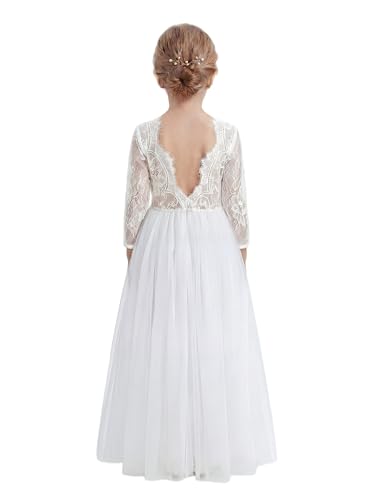 LalaMira Flower Girl Dress Long Sleeve First Communion...