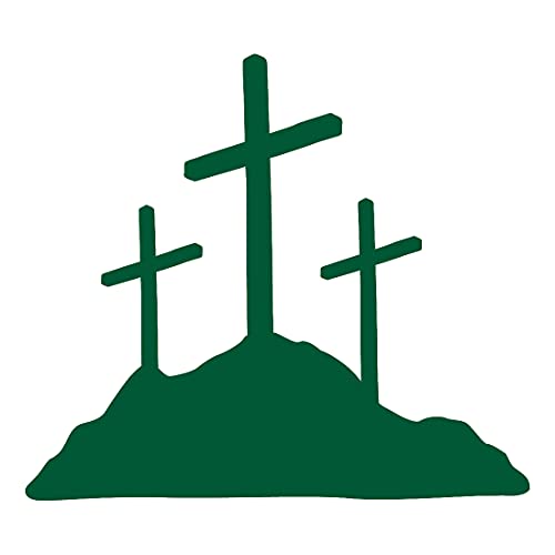Image of Calvary Crosses Christian Jesus (Green) (Set Of 2) Premium Waterproof Vinyl Decal Stickers For Laptop Phone Accessory Helmet Car Window Bumper Mug Tuber Cup Door Wall Decoration