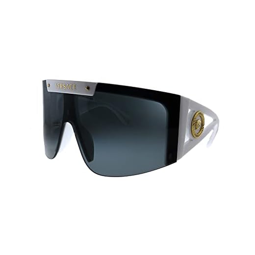 Versace VE 4393 401/87 White Plastic Shield Sunglasses Grey Lens