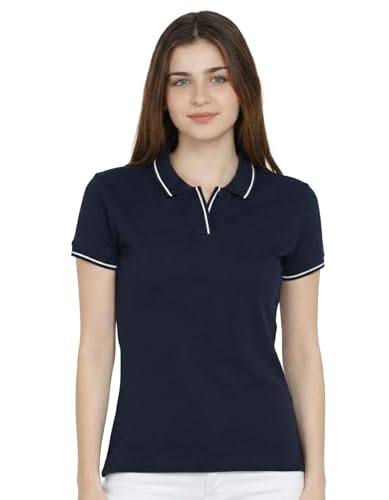 Image of Scott International Women's Cotton Polo T-Shirt | Half Sleeve Plain Collar Tee | Stylish Casual Top | Plain T-Shirt for Girls | Workwear for Office & Casual Wear