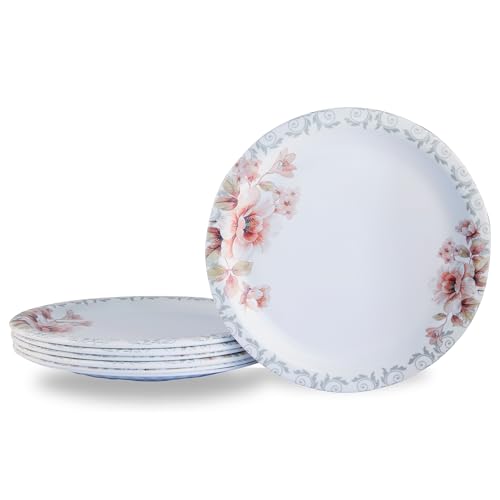 Image of Melamine Quarter Plates | Round Half Plate | Microwave Safe | Break Resistant | Plates for Snacks, Lunch, Dinner | Plates for home, Office, Restaurant | Set of 6 | 7 Inch's (Lily mat finish)