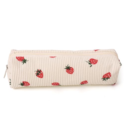 Gsrhzd Pencil Case, Corduroy Cute Strawberry Pencil Pouch, C