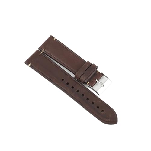 Correa de reloj hecha a mano de cuero marrón para uso diario de 19mm