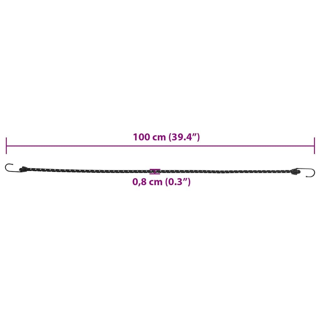Mangloder - Corda in gomma riflettente con ganci, 50 pezzi, lunghezza 100 cm, resistenti, elastici, accessori per tende, tiranti, protezione del pavimento, campeggio, con strisce riflettenti per una