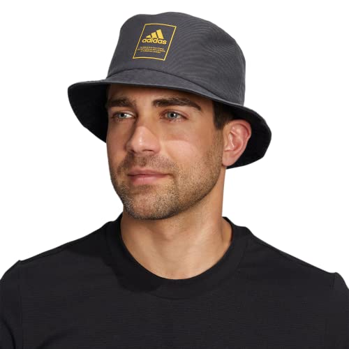 adidas Chapéu bucket masculino estilo de vida, cinza seis/ouro ousado/preto, tamanho único