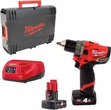 Milwaukee 4933459804 M12 FPD/4.0 Ah-Taladro Atornillador de Impacto inalámbrico, Rojo, 1/2_pollice