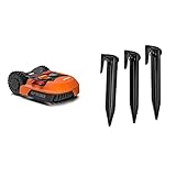 WORX Landroid M WR142E Mähroboter / Akkurasenmäher für Gärten bis 700 qm & WA0179 Heringe zur Befestigung von Begrenzungsdraht für Landroid Mähroboter – WORX Zubehör Set bestehend aus 100 Haken