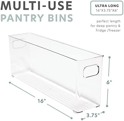 bHome & Co Clear Plastic Storage Bins - Pantry Organization and Storage Containers Stackable Storage Bins Acrylic Bins for Organizing Cabinet Shelves Kitchen Organization Fridge Freezer Organizer Bins