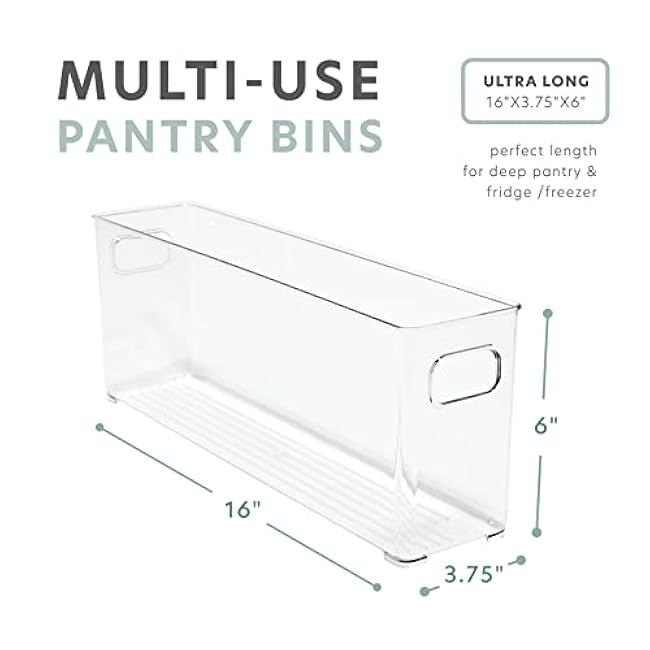 bHome & Co Clear Plastic Storage Bins - Pantry Organization and Storage Containers Stackable Storage Bins Acrylic Bins for Organizing Cabinet Shelves Kitchen Organization Fridge Freezer Organizer Bins