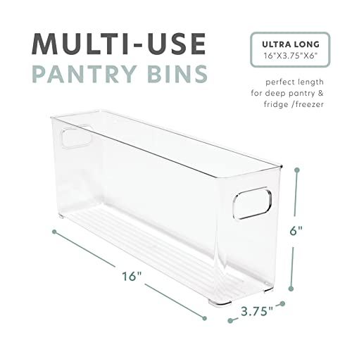 bHome & Co Clear Plastic Storage Bins - Pantry Organization and Storage Containers Stackable Storage Bins Acrylic Bins for Organizing Cabinet Shelves Kitchen Organization Fridge Freezer Organizer Bins