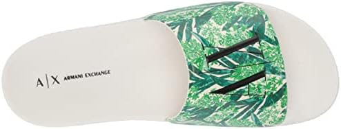A | X ARMANI EXCHANGE Women's Icon Logo Pool Slide Sandal, Green, 10.5 | Image 4