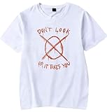 Creepypasta Slenderman Don't Look Or It Takes You Merch Tee T-Shirt Herren Damen T-Shirt Sweatshirt Tops (White,XL)