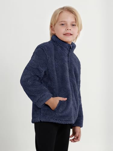 Kids Toddler Fleece Jackets Zip Up Stand Collar Coat Fuzzy Outerwear for Boys Girls Clothes 2T 3T 4T 5T 6T 7-8 Years2