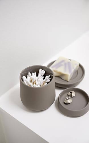 Image of ZONE DENMARK Nova Porcelain Soap Dish with Sophisticated Simplicity Soft Touch Coating - Elevate Your Bathroom Decor, Practical Design, Style and Functionality- (Taupe)