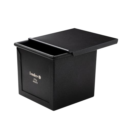 食パン 型 アルミ パン型 くろがね塗 食パン型 10cm正角型 黒鐵塗り 食パン焼型 熱伝導がよい 焼き色がきれい 黒いパン焼 ベイクウェア フタ付 250gのサムネイル