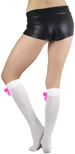 Image of ToBeInStyle Women's Opaque Knee High Nylon Fashion Socks Solid & w /Front Satin Bow