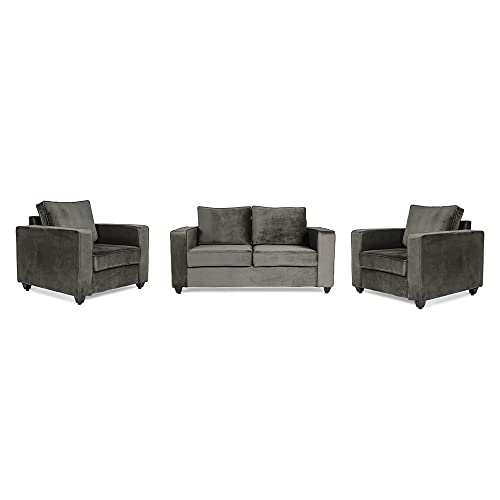 Image of Wakefit Sofa Set | 3 Year Warranty | Sofa 4 Seater, 4 Seater Sofa for Living Room, Wooden Sofa Set, Sofa Set 2+1+1 Seater - Napper(Fabric-Velvet : Tuscan Tan)