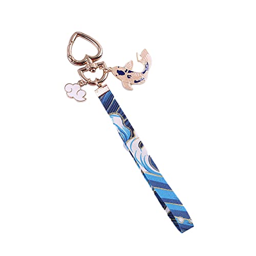 personalized keychain strap - Wristlet Keychain, Wrist Lanyard Strap for Key, Fish Ornament Keychain Personalized Key Ring Creative Cute Alloy Key Chain
