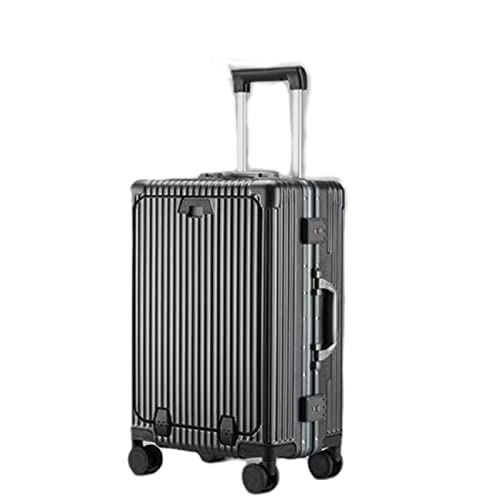 耐久性のある18インチ機内持ち込み用スーツケース(アルミフレームとノートパソコン用コンパートメント付き) - スピナーホイール付きダークグレーハードサイドスーツケース(A1Dark grey,18inch)