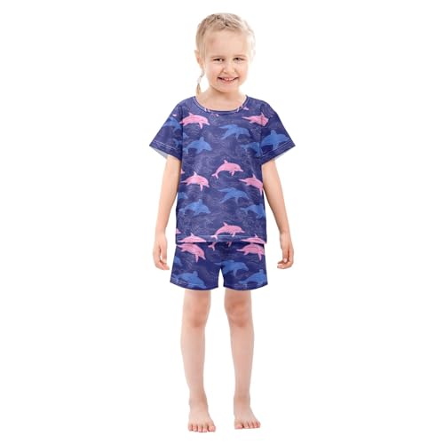 UMIRIKO Dolphins Wave Short Sleeve Pajamas Set Sleepwear PJs Nightwear B0403828