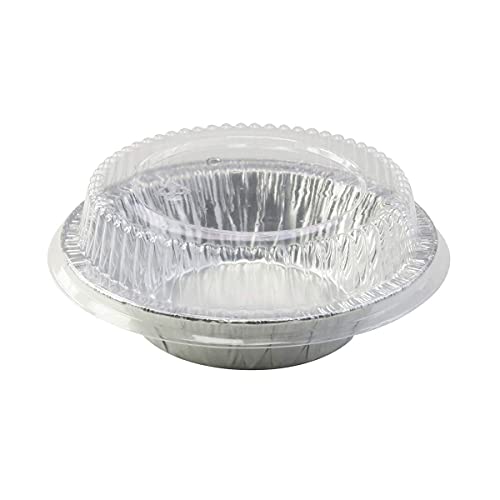 SAFCA KitchenDance Disposable Aluminum Foil Tart Pan with Lid - 5 Aluminum Foil Individual Pie Pans Mini Pie Pans Pot Pie Tins Baking Pan Perfect for Pies Cobblers - 501P (25)