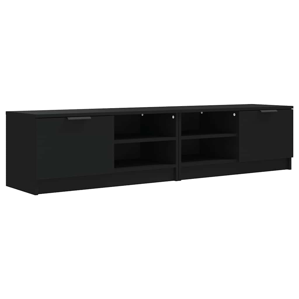 Table TV stable noir lot de 2 armoires multimédias salon