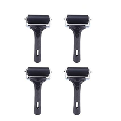 Zerone Rubber Brayer Roller Printing, 2.36 Inch Glue Roller Roller Paint Brush Anti Skid Tape Construction Tool for Printmaking Wallpapers Stamping Gluing Application, Pack of 4