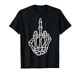 Divertida camiseta de Halloween con el dedo medio de la mano del esqueleto. Genial para un disfraz y un traje genial para las fiestas. Este diseño de Halloween es un gran regalo para niños, chicos, hombres. Disfraz de Halloween.