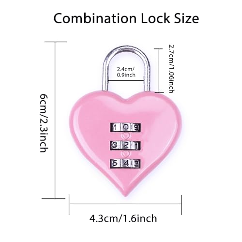 Image of XYFD Combination Lock, Heart Shape 3 Digital Password Padlock,Outdoor Waterproof Padlock for School Gym Locker,Sports Locker,Fence Gate,Hasp Cabinet Storage,Jewelry Storage Box Diary-2 Pack (Pink)