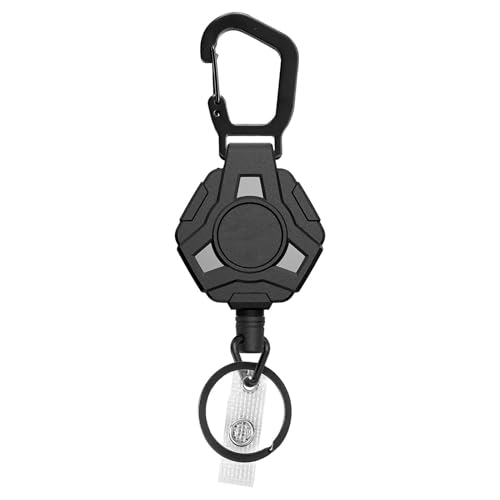 Teksome Retractable Keychain Lanyard,Polygonal Key Chain Straps | Heavy Duty Carabiner Badge Holder, Keychain With Carabiner, Keychain Clip With Strap ForMen Women